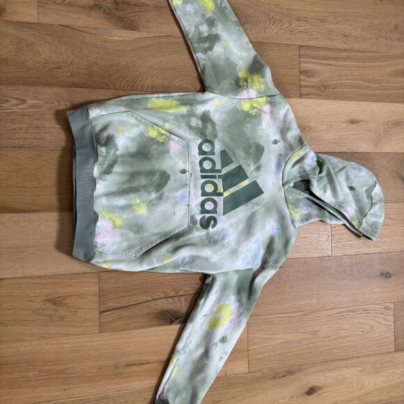 Adidas Youth XL Hoodie Green / Pink / Yellow Camo Pullover Sweatshirt - Picture 2 of 3